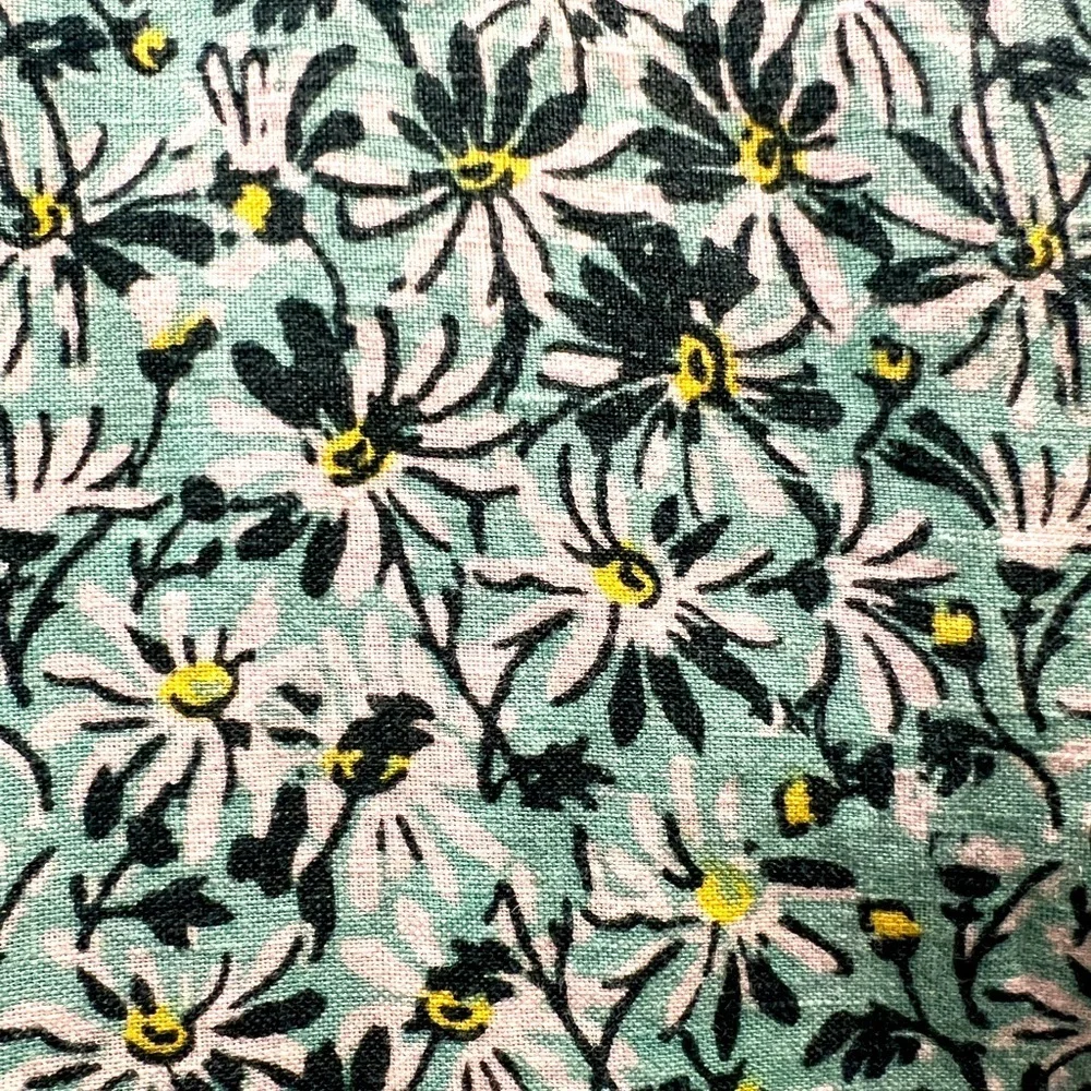 J. Crew Men’s Short-Sleeve 100% Linen Button Down in Aqua Floral Print- Size L